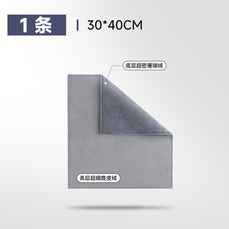 Gris [30*40cm] 1 pieza (un lado de gamuza, un lado de forro polar coral)