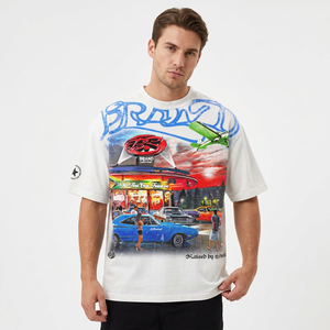 2027 <b>Men's</b> Short Sleeve 100% Cotton T-Shirt Regular Fit <b>Turtleneck</b> Silk Screen Printed Formal Design - Product Image 6