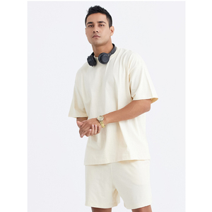 Chemise de rue surdimensionnée à col ras du cou Vente en gros personnalisée Coton vierge pour hommes Épaule tombante Poids lourd - Product Image 5