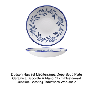 Assiette creuse méditerranéenne Dudson Harvest, décorée, en céramique artisanale, 21 cm, fournitures de restaurant, vaisselle de traiteur, vente en gros - Product Image 2