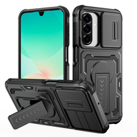 Étui de protection noir rigide en PC+TPU pour téléphones mobiles A17 5G/S26 Ultra/A57/A37/A16/A26/A36/A56/S25/S24 avec protection d'objectif, finition unie