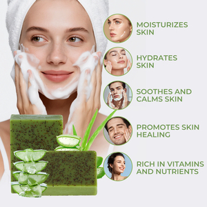 Barra de jabón exfoliante de lavanda Aloe <span class=keywords><strong>Vera</strong></span> con partículas de carbón de bambú, exfoliante purificante para minimizar los poros - Product Image 3