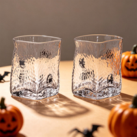 Vaso de Vidrio con Diseño de Ojos de Murciélago para Halloween, Texturizado, Transparente, para Whisky, para Fiestas