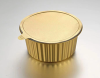Boîte de préparation de repas chauds et froids en aluminium doré de 1700 ml, bol profond en aluminium avec couvercle en plastique