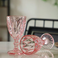 Gobelets à eau élégants pour la décoration de table, motif diamant classique, 13 oz, verre rose ambre, couleur personnalisée, verres à vin pour mariage