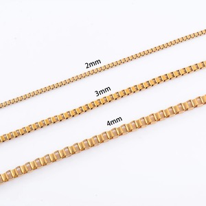 Collier long en acier inoxydable, chaîne à maillons carrés, accessoires de bijoux pour femmes et hommes, plaqué or, collier ras du cou - Product Image 5