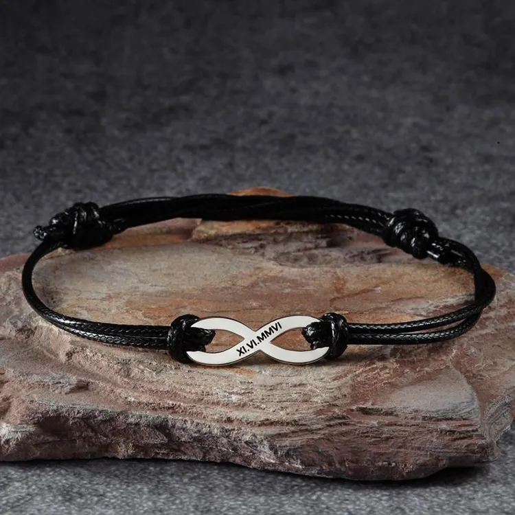 trendy leather charm bracelet engraved morse code 316 steel braided adjustable leather infinity bracelet for men jewelry