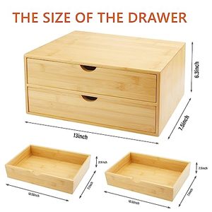 Organisateur de bureau moderne flexible à 2 tiroirs, vente en gros, OEM ODM, logo personnalisé, boîte en bois d'angle, pas d'assemblage nécessaire, pour la maison - Product Image 4
