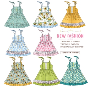 Personnalisé petites filles Hawaii <span class=keywords><strong>robe</strong></span> sans manches Slip Pâques été coton décontracté balançoire Twirly plage <span class=keywords><strong>robe</strong></span> de soleil pour 0-8 ans - Product Image 1