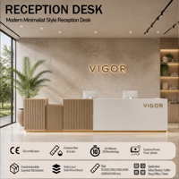 Bureau de réception de luxe en bois et marbre blanc, personnalisation haut de gamme, adapté aux groupes d'entreprises, hôtels, halls d'accueil, OEM