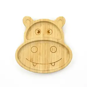 Индивидуальный логотип и форма, Детская тарелка из бамбукового дерева, Высококачественная тарелка из бамбукового волокна с силиконовой присоской