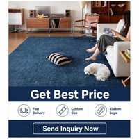 Modern Royal Blue Area Rug Large Mediterranean Style Textured Carpet Contemporary Minimalist Indigo Rug for Living Room Decor