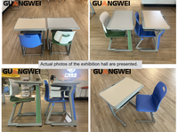 Ensembles modernes de bureau et de chaises pour étudiants, deux places, mobilier de classe de lycée de bonne qualité