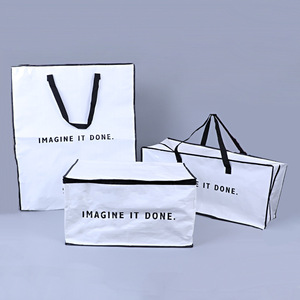Bolsa de Algodón Ecológica Blanca con Diseño Personalizado, Estampado de Pingüinos Paz y Amor, Bolsa con Cierre - Product Image 2
