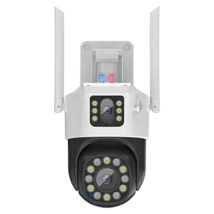 Ptz Wifi Wi Fi Ip doppia telecamera a doppio obiettivo telecamera Ptz Wireless per esterni telecamera di sorveglianza Cctv Wifi telecamera di sicurezza