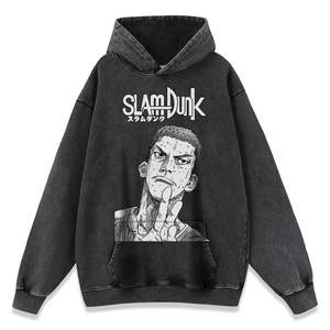 เสื้อฮู้ดผู้ชายสไตล์ญี่ปุ่นลายการ์ตูนอนิเมะคลาสสิก พิมพ์ลายแบบวินเทจ ซักน้ำทำให้ดูเก่า สำหรับฤดูใบไม้ร่วงและฤดูหนาว ผู้หญิงใส่ได้ - Product Image 6