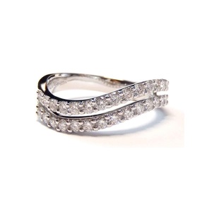 Hong Kong Drop Shipping bonne qualité 18k solide or blanc véritable diamant torsadé forme éternité mariage or bagues pour femmes - Product Image 1