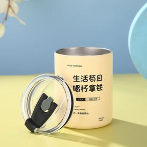 20oz Straight Mug Ice Cappuccino Coffee Tumbler Stainless Steel Insulated Coffee Tea Mug Beer Drinking Cup With <b>Straw</b> Lid - Product Image 3