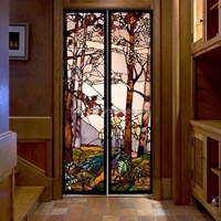 Vitrail de Cathédrale Personnalisé Fait Main Style Européen, Design Scénique, Double Vitrage, Décoration Murale Rideau