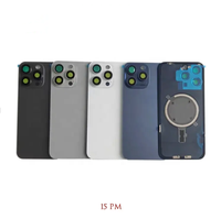 Vitre arrière de remplacement pour iphone 15 Plus 15 Pro Max avec cadre, lunette, plaque métallique et anneau magnétique.