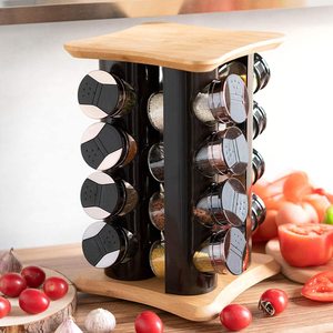 Tre thảo mộc gia vị giá đứng với 16 lọ nhà bếp gia vị chủ Organizer gia vị Jar Rack Set gỗ xoay - Product Image 4