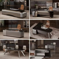 Mobilier de bureau modulaire Design moderne Bureau de direction de luxe noir Chaise et table de bureau en bois esthétique en forme de Ceol
