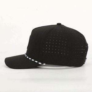 Casquette Unisexe Personnalisée de Haute Qualité en Caoutchouc Écologique, Style Dessin Animé, 5 Panneaux, avec Trous Découpés au Laser, Visière en Corde Perforée, Réglable, Quatre Saisons, Résistante à l'Eau - Product Image 3