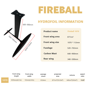 ปีกคาร์บอนหน้าเรือ JFS Fireball 1070 ขนาด 877 ตร.ซม. 1070x112 มม. สีดำ ชุดไฮโดรฟอยล์สำหรับ SUP/ไคท์เซิร์ฟ Fireball 1070 JFS Fireball 1070 - Product Image 1