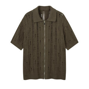 BINBEIER Fornitore di Tendenza: Maglione in Maglia a Uncinetto con Cerniera, Polo a Maniche Corte per Uomo e Donna, <span class=keywords><strong>Abbigliamento</strong></span> Giovanile - Product Image 1