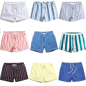 Conjunto de shorts de praia masculinos de nylon com costura interna colorida plus size de 5 polegadas com bolso para telefone de secagem rápida