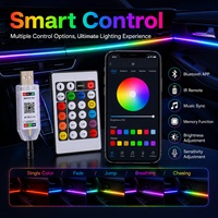 Kit d'éclairage d'ambiance intérieur de voiture RGBIC, contrôle par application, effet de défilement de couleurs, alimentation USB, ajustement universel pour tableau de bord et zone des pieds