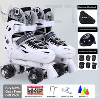 Patins à roulettes quad pour débutants, noir et blanc, design double rangée, roues en PU, nylon et polyuréthane