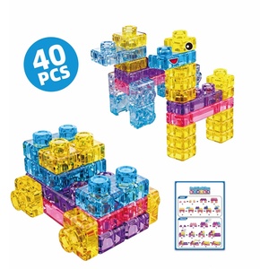 EPT 40PCS Blocs de construction en gelée sans douleur, jouets sensoriels souples pour tout-petits, ensemble d'empilage Montessori en caoutchouc souple translucide, animaux - Product Image 1
