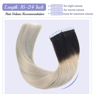 Extensiones de Cabello con Cinta Invisible de Doble Trama de Alta Calidad, Listas para Enviar, Cabello Liso Chino, Color R1B/Gris, 16-20 Pulgadas, Gran Venta - Product Image 5