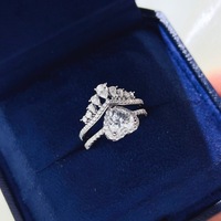 Ensemble de bagues empilables en moissanite pour femmes, argent S925, style européen de luxe léger, bijoux en gros