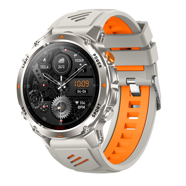 Rugged GPS AI Smart Watch with 1.46" HD Display Flashlight Altimeter Compass Bluetooth Calling IP68 Outdoor Sports Smartwatch