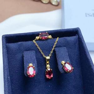 Ensemble de bijoux en argent sterling 925 et grenat naturel plaqué or de style arabe pour les cadeaux des femmes Célébrations d'anniversaire de fiançailles - Product Image 6