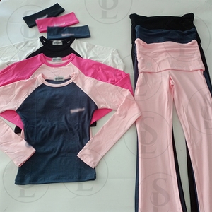 Frauen Yoga Set Tall Girl Friendly Custom Logo Stirnband Baumwoll hemd mit ausgestellten Hosen 2 Stück Frauen Lounge wear Sets - Product Image 5