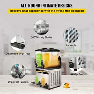 Slush Machine 2 Tanques 15L * 2 Bebida congelada 1000W Uso comercial - Product Image 3