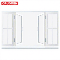 Ventana de Aluminio Blanca con Marco de Estilo Europeo Moderno OPUOMEN, Barra de Rejilla Francesa, Doble Acristalamiento, Vidrio Templado Tintado Low-E, Aislamiento Térmico