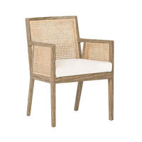 Chaise de salle à manger de style nordique, structure en bois avec assise en rotin naturel tressé, siège décoratif d'intérieur adapté à divers scénarios de repas