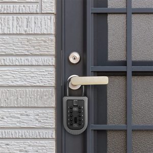 Coffre de sécurité mural portable en métal avec poignée et bouton-poussoir, à clé, pour extérieur, avec longue anse - Product Image 6