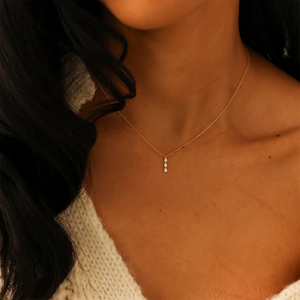 CANNER Simple 925 Sterling Silver Daily Wear Single <b>Row</b> Waterdrop Zircon Clavicle Necklace Wholesale - Product Image 6