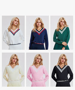 Fabricant de tricots Logo personnalisé <span class=keywords><strong>Col</strong></span> <span class=keywords><strong>V</strong></span> Chemise à manches longues <span class=keywords><strong>Pull</strong></span> <span class=keywords><strong>en</strong></span> tricot Maillots de <span class=keywords><strong>basket</strong></span>-ball de football Pulls - Product Image 6