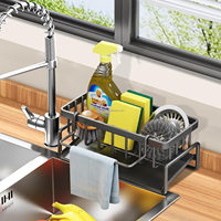 Organisateur d'évier en métal avec support pour éponge pour les outils de nettoyage de cuisine