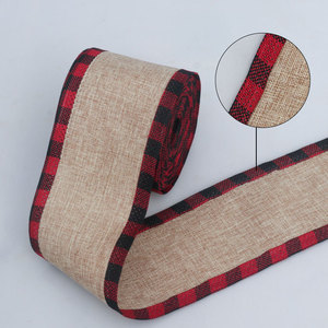 Estoque 5/6,5 cm 5yards Grid Pattern <span class=keywords><strong>Christmas</strong></span> <span class=keywords><strong>Ribbon</strong></span> para Arcos Handmade DIY <span class=keywords><strong>Christmas</strong></span> <span class=keywords><strong>Tree</strong></span> Scene Decoração Pendant Gift Ribbons - Product Image 3