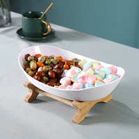 Europese Stijl Moderne Luxe Huishoudelijke Snackschotel Creatieve Drielaags Multi-Layer Bamboe Houten Frame Voor Snoepjes Presenteert