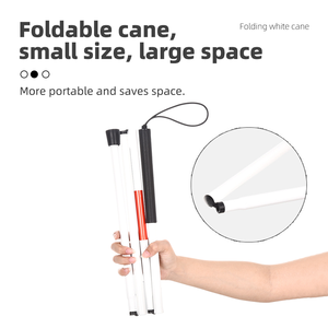<span class=keywords><strong>Canne</strong></span> <span class=keywords><strong>blanche</strong></span> pour aveugles, <span class=keywords><strong>canne</strong></span> de mobilité pliable en alliage d'aluminium de 125 cm avec bandes réfléchissantes et poignée antidérapante pour malvoyants - Product Image 3