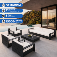 Ensemble de canapés d'extérieur en aluminium de luxe pour hôtel, villa, resort, jardin, patio, meubles d'extérieur résistants aux intempéries