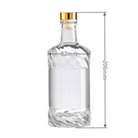 Botol Kaca Bulat Grosir untuk Minuman Keras, Botol Kosong untuk Vodka Whiskey dengan Tutup Logam untuk Pabrik Minuman Keras